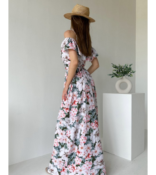 Длинное цветочное платье-халат