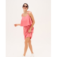 Розовый сарафан на кулиске с воланом