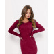 Бордовое ангоровое мини платье-свитер на манжетах