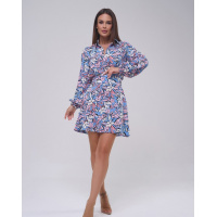 Яркое платье-трапеция с длинными рукавами