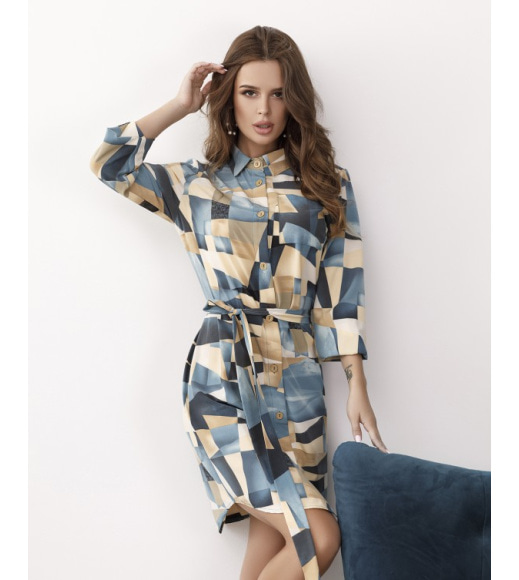 Сукня-сорочка з геометричним принтом