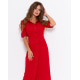 Червона приталена сукня-сорочка з кишенями