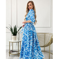 Довге блакитне плаття з розрізом