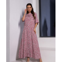 Хлопковое длинное платье-рубашка с принтом