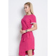 Розовое асимметричное платье с бусинами, карманом и завязкой сбоку