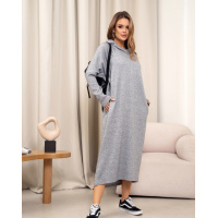 Серое платье летучая мышь с капюшоном