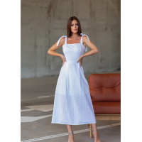 Белый хлопковый сарафан с перфорацией и вышивкой