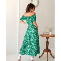 Зеленое цветочное платье из хлопка
