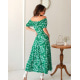 Зеленое цветочное платье из хлопка