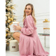 Розовое шелковое платье с бантом