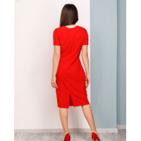 Червоне класичне призібране на талії плаття