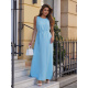 Голубой длинный сарафан с двумя разрезами