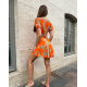 Оранжевое яркое платье из принтованного хлопка