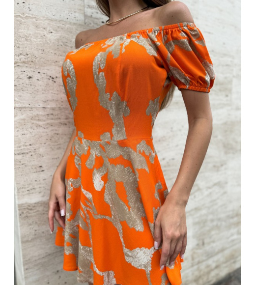 Оранжевое яркое платье из принтованного хлопка