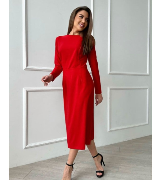 Червона класична сукня з розрізом