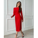 Красное классическое платье с разрезом