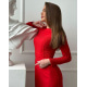 Красное классическое платье с разрезом