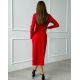 Червона класична сукня з розрізом