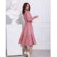 Розовое замшевое классическое платье