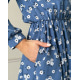 Голубое приталенное платье с цветочным принтом