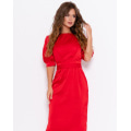 Красное приталенное платье с короткими рукавами