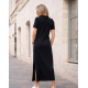 Чорна фактурна сукня-поло з боковим розрізом