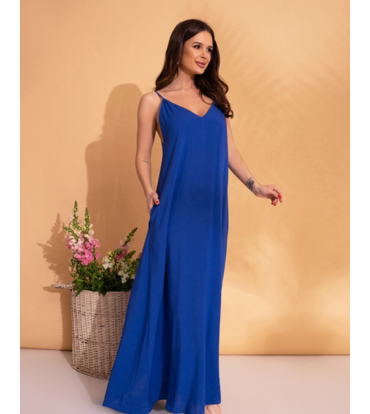 Синя бавовняна сукня в стилі білизни