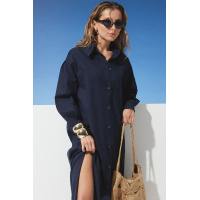 Темно-синее длинное платье-рубашка на пуговицах Seventeen 2287.6350