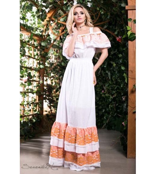Платье 627.1398 белый, персиковый