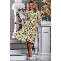 Легкое свободное платье из принтованного цветами софта цвета капучино Seventeen 962.2615