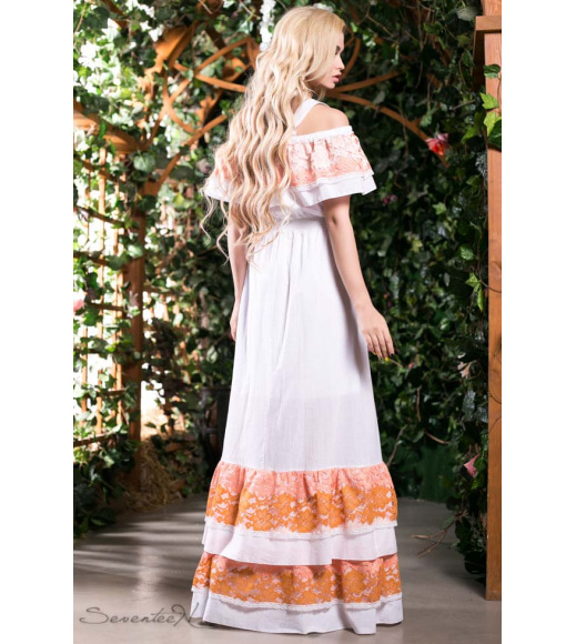 Платье 627.1398 белый, персиковый