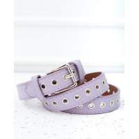 Сиреневый тонкий ремень с люверсами