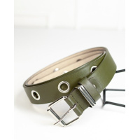 Ремень цвета хаки с люверсами