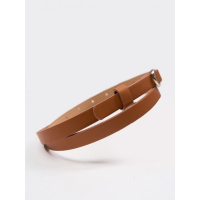 Тонкий ремень из светло-коричневой фактурной эко-кожи