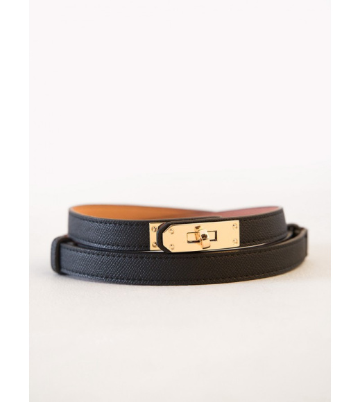 Черно-золотой регулируемый пояс с замочком
