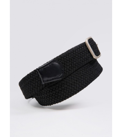Черный плетеный ремень-резинка