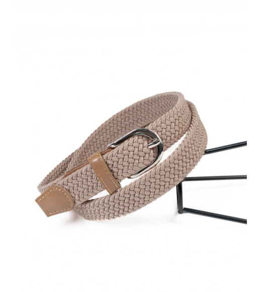 Бежевый плетеный тонкий ремень-резинка
