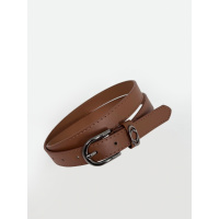 Ремень из светло-коричневой эко-кожи с декором на пряжке