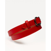 Ремень из красной эко-кожи с округлой пряжкой