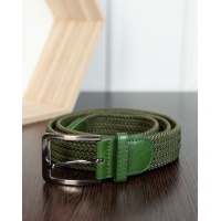 Плетеный широкий ремень-резинка цвета хаки