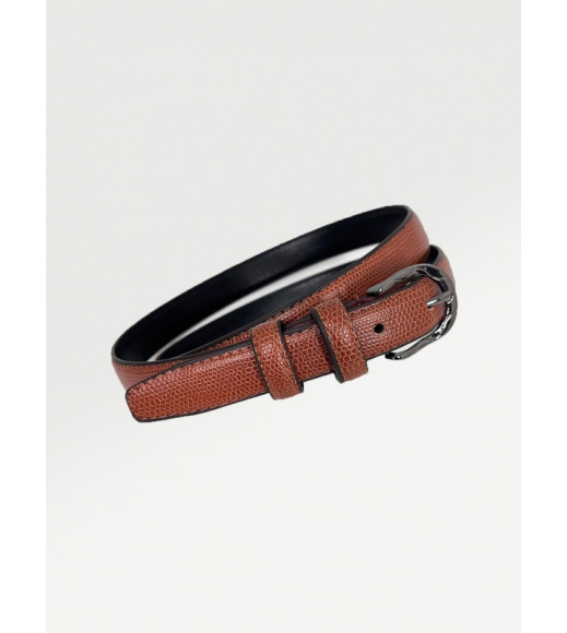 Светло-коричневый ремень с тиснением под питона