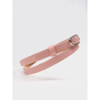 Тонкий ремень из светло-розовой фактурной эко-кожи