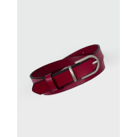 Бордовый тонкий ремень из эко-кожи