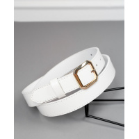 Белый классический ремень из эко-кожи