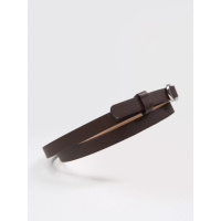 Тонкий ремень из темно-коричневой фактурной эко-кожи