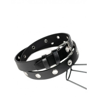 Черный ремень из эко-кожи с люверсами