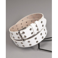 Белый ремень с двойным рядом люверсов