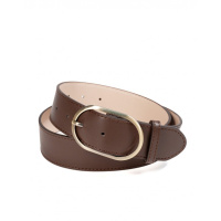 Широкий коричневый ремень с овальной пряжкой
