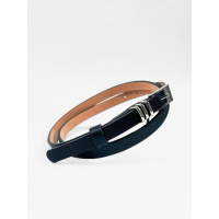 Черный тонкий ремень из эко-кожи