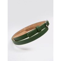 Тонкий ремень из фактурной эко-кожи цвета хаки